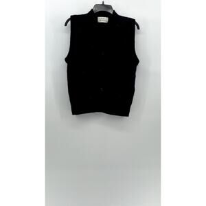 ZARA ORIGINS Women's Dark Navy Wool-Blend V-Neck Button-Up Sleeveless Vest SZ S